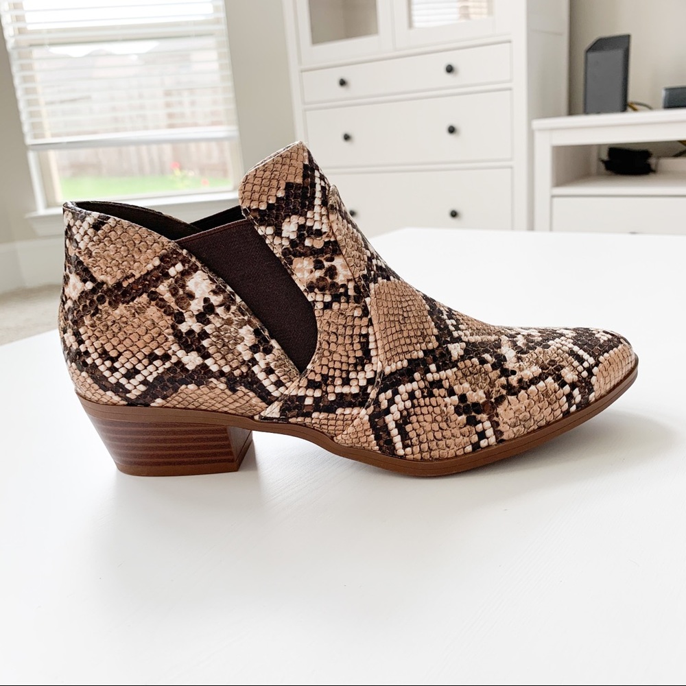 Qupid Brown Snake Print Short Boots - Picture 2 of 9